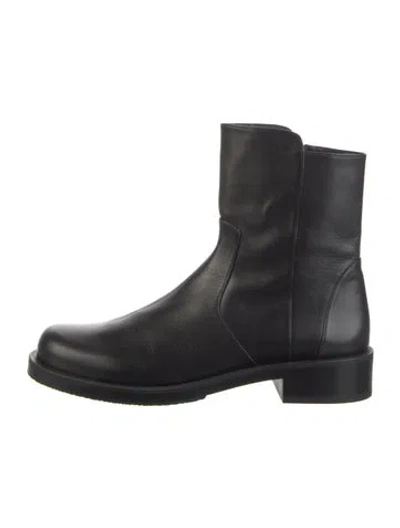Pre-owned Stuart Weitzman Leather Moto Boots In Black