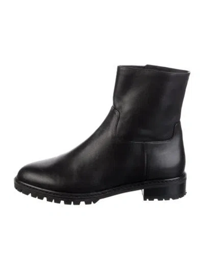 Pre-owned Stuart Weitzman Leather Moto Boots In Black