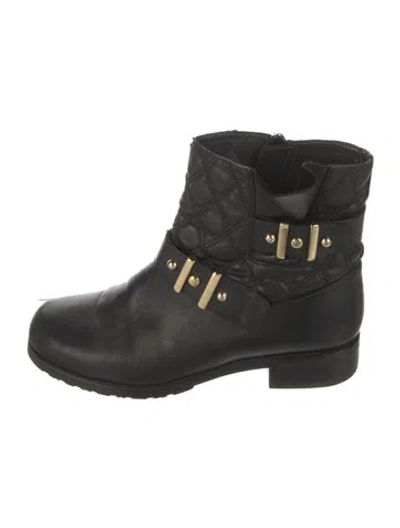 Pre-owned Stuart Weitzman Leather Moto Boots In Black