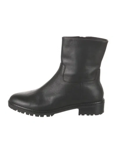 Pre-owned Stuart Weitzman Leather Moto Boots In Black