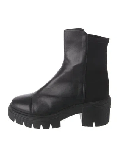Pre-owned Stuart Weitzman Leather Moto Boots In Black