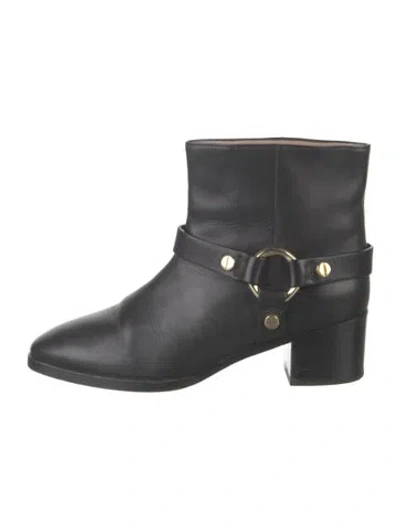 Pre-owned Stuart Weitzman Leather Moto Boots In Black
