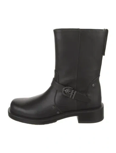 Pre-owned Stuart Weitzman Leather Moto Boots In Black