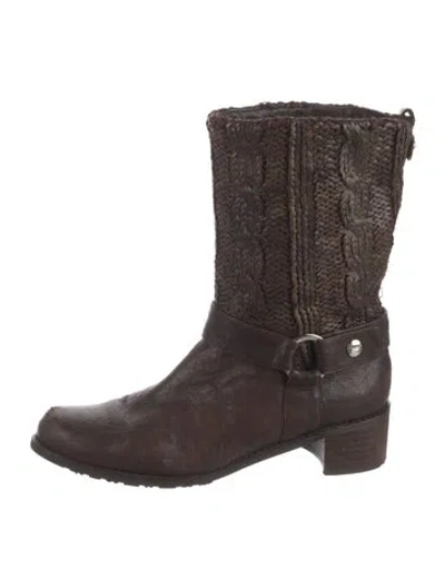 Pre-owned Stuart Weitzman Leather Moto Boots In Brown