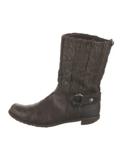 Pre-owned Stuart Weitzman Leather Moto Boots In Brown