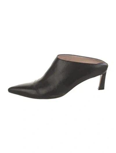 Pre-owned Stuart Weitzman Leather Mules In Black