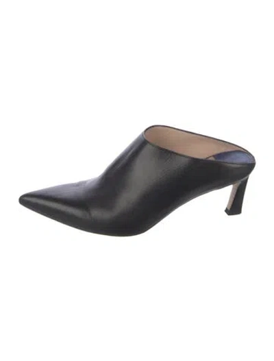 Pre-owned Stuart Weitzman Leather Mules In Black