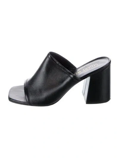Pre-owned Stuart Weitzman Leather Mules In Black