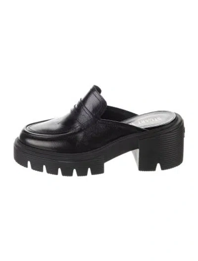 Pre-owned Stuart Weitzman Leather Mules In Black