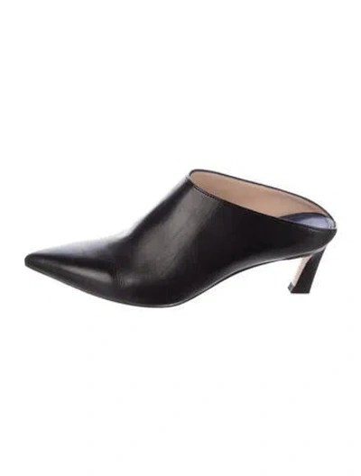 Pre-owned Stuart Weitzman Leather Mules In Black