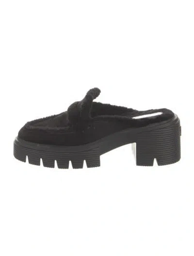 Pre-owned Stuart Weitzman Leather Mules In Black
