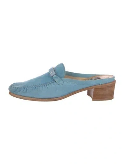 Pre-owned Stuart Weitzman Leather Mules In Blue