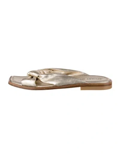 Pre-owned Stuart Weitzman Leather Mules In Gold/metallic