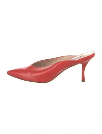Pre-owned Stuart Weitzman Leather Mules In Orange