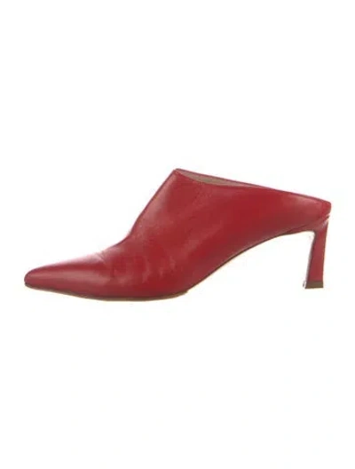 Pre-owned Stuart Weitzman Leather Mules In Red
