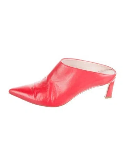 Pre-owned Stuart Weitzman Leather Mules In Red
