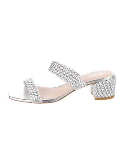 Pre-owned Stuart Weitzman Leather Mules In Silver