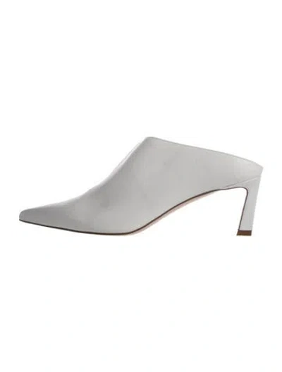 Pre-owned Stuart Weitzman Leather Mules In Silver