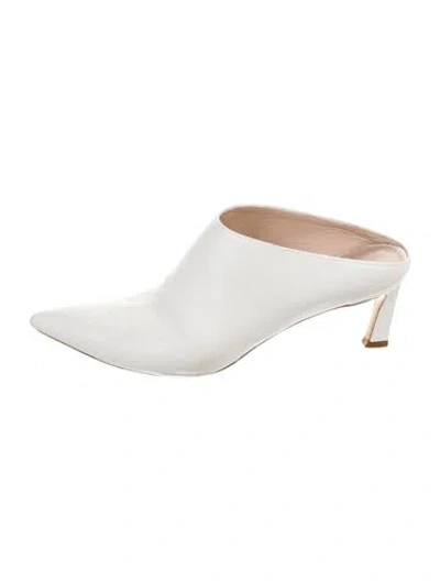Pre-owned Stuart Weitzman Leather Mules In White