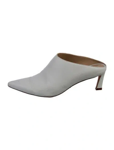 Pre-owned Stuart Weitzman Leather Mules In White