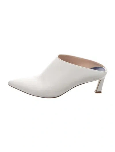 Pre-owned Stuart Weitzman Leather Mules In White