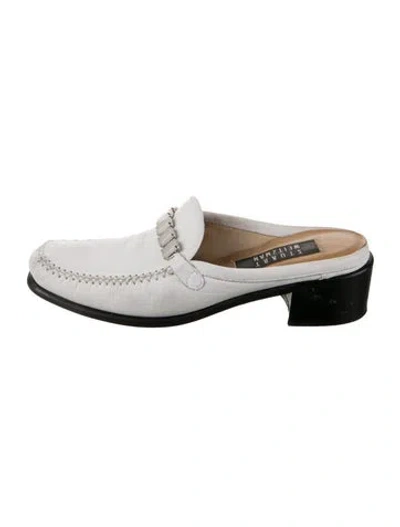 Pre-owned Stuart Weitzman Leather Mules In White