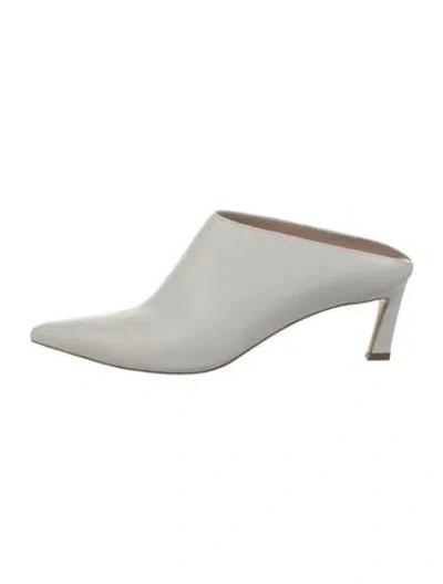 Pre-owned Stuart Weitzman Leather Mules In White