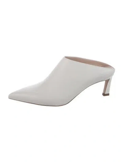 Pre-owned Stuart Weitzman Leather Mules In White