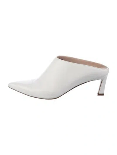 Pre-owned Stuart Weitzman Leather Mules In White