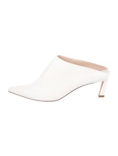 Pre-owned Stuart Weitzman Leather Mules In White