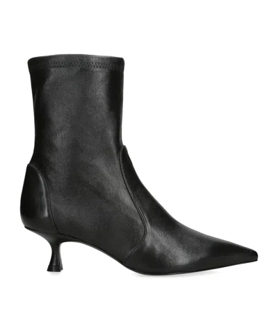 Stuart Weitzman Leather Naomi Ankle Boots 50 In Black
