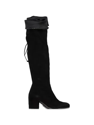 Pre-owned Stuart Weitzman Leather Over-the-knee Boots In Black