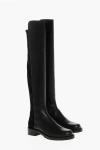 Stuart Weitzman Leather Over The Knee Boots With Pull-on Design In Black