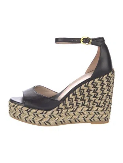Pre-owned Stuart Weitzman Leather Patterned Espadrilles In Black