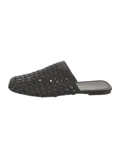 Pre-owned Stuart Weitzman Leather Patterned Mules In Black