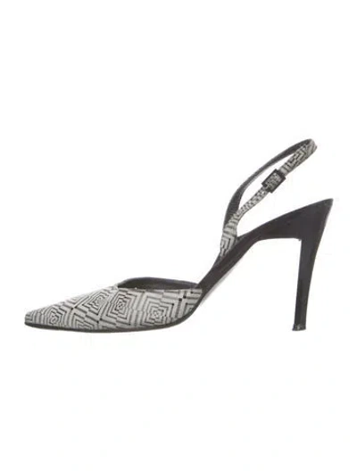 Pre-owned Stuart Weitzman Leather Patterned Slingback Pumps In Neutral