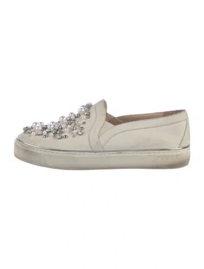 Pre-owned Stuart Weitzman Leather Patterned Sneakers In Neutrals