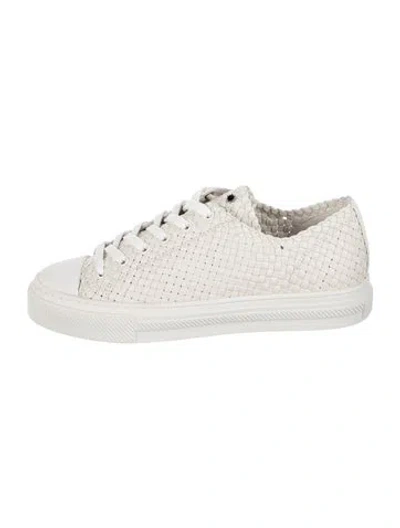 Pre-owned Stuart Weitzman Leather Patterned Sneakers In Neutrals/white