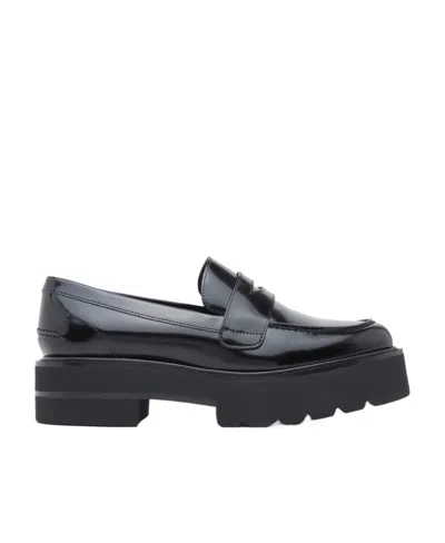 Stuart Weitzman Leather Penny-slot Loafers In Black