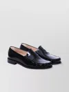 Stuart Weitzman Leather Penny Strap Loafers With Shiny Finish