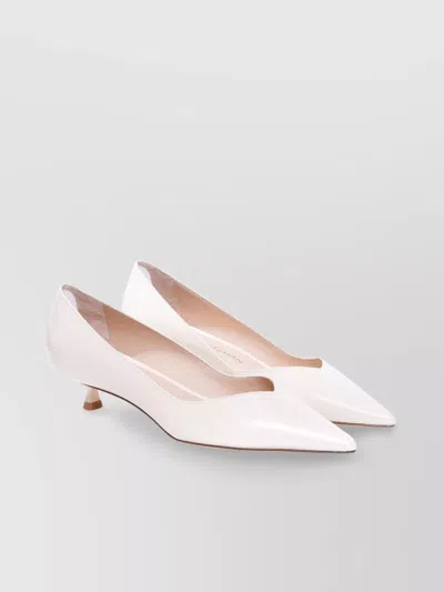 Stuart Weitzman Leather Pointed Toe Pumps With Patent Finish In Neutral