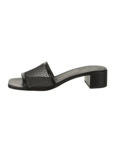 Pre-owned Stuart Weitzman Leather Polka Dot Print Slides In Black