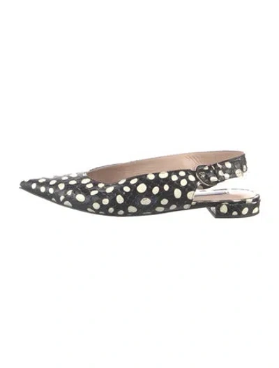 Pre-owned Stuart Weitzman Leather Polka Dot Print Slingback Flats In Black/white