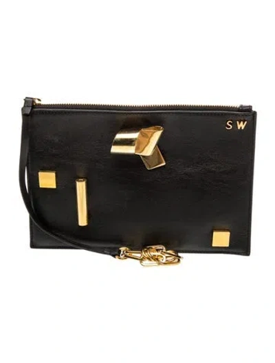 Pre-owned Stuart Weitzman Leather Portfolio In Black