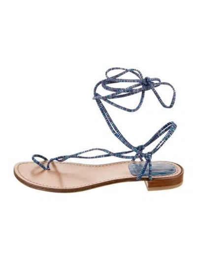 Pre-owned Stuart Weitzman Leather Printed Gladiator Sandals In Transparent