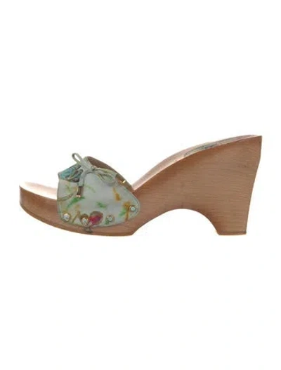 Pre-owned Stuart Weitzman Leather Printed Slides