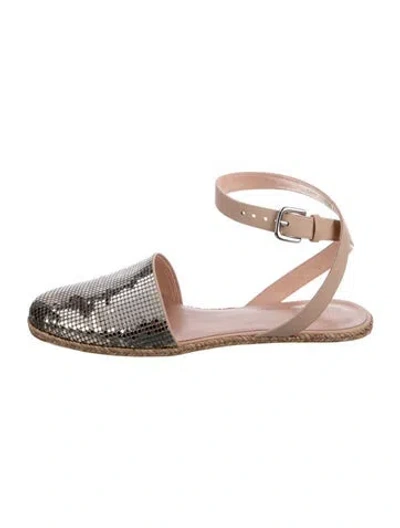Pre-owned Stuart Weitzman Leather Printed Slingback Flats In Neutral