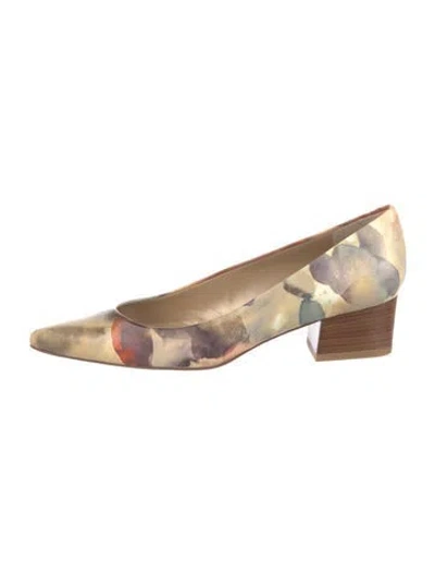 Pre-owned Stuart Weitzman Leather Printed Slingback Pumps In Neutral
