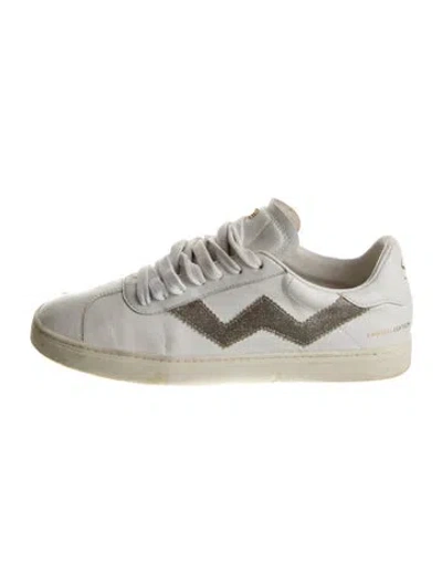 Pre-owned Stuart Weitzman Leather Printed Sneakers In Neutrals/white