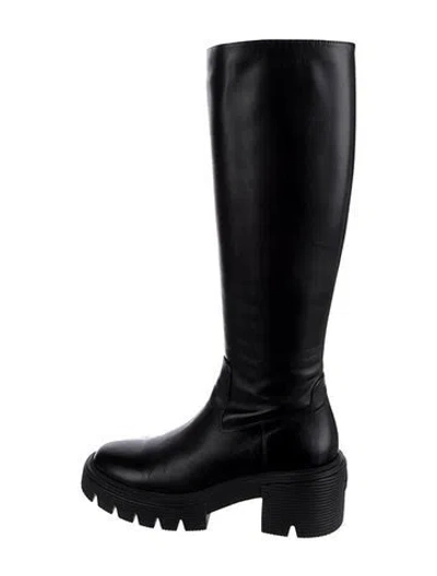 Pre-owned Stuart Weitzman Leather Rain Boots In Black